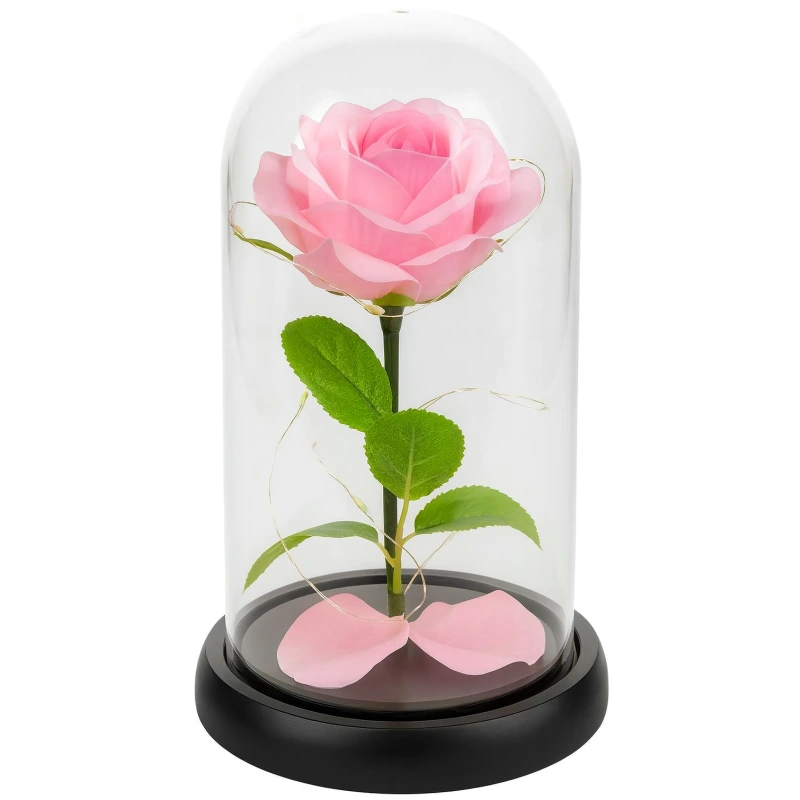 Wieczna Róża w Szkle - 2063- Wieczna Róża Z Liśćmi